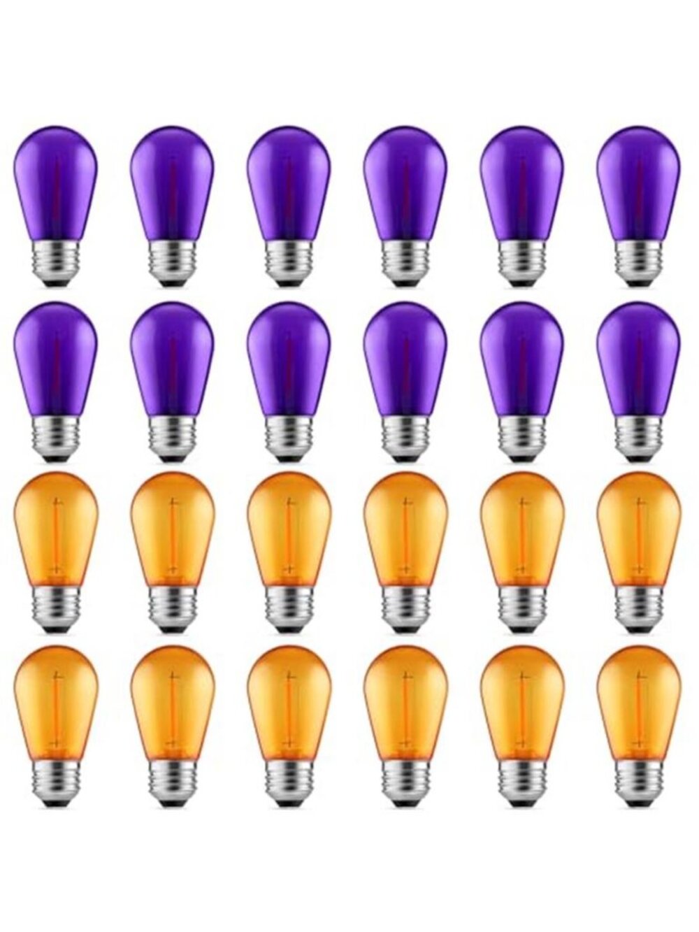 24 Pack S14 Purple and Orange Light Bulbs for Halloween Decoration